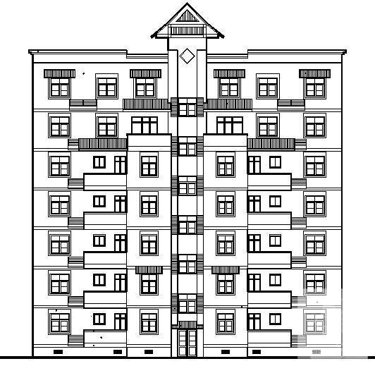 天奇花园小区B区7层住宅楼建筑施工CAD图纸（框剪结构） - 3