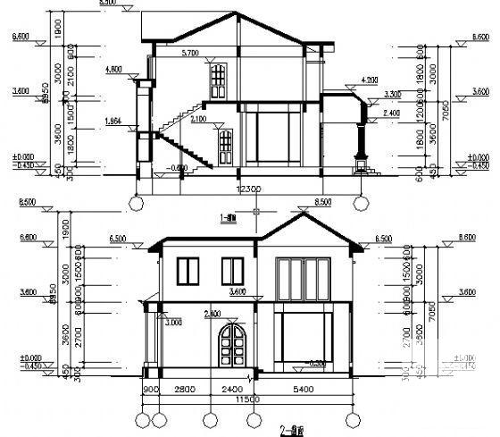 2层小户型独立别墅建筑施工CAD图纸（框架结构） - 4