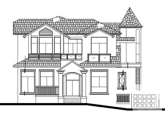 2层欧式风格别墅建筑施工CAD图纸（砌体结构） - 3