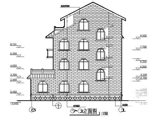 砌体结构3层独立式别墅建筑施工CAD图纸 - 4