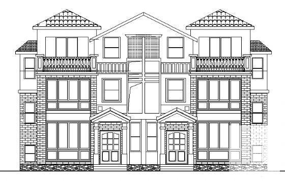 3层小户型联体别墅建筑施工CAD图纸 - 2