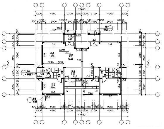3层小户型联体别墅建筑施工CAD图纸 - 4