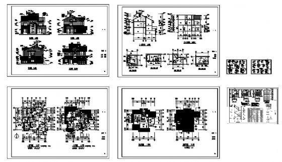 砌体结构2层中西独院D型别墅建筑施工CAD图纸 - 1