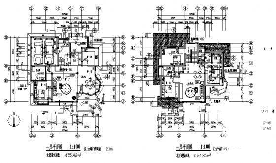 砌体结构2层中西独院D型别墅建筑施工CAD图纸 - 3