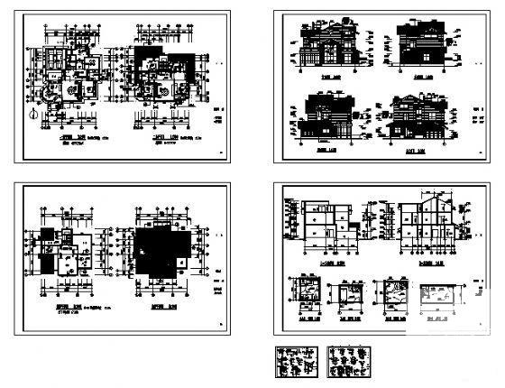 3层中西独院A型别墅建筑施工CAD图纸 - 2