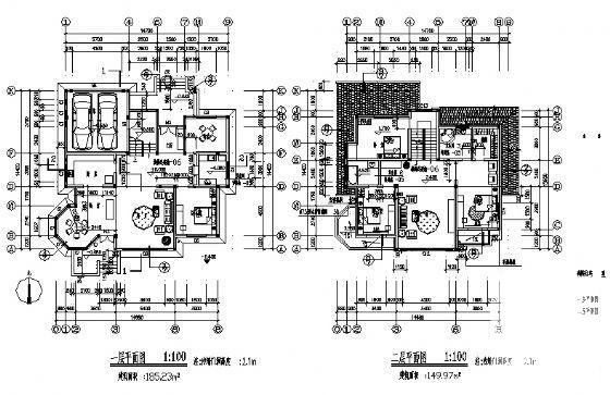 3层中西独院A型别墅建筑施工CAD图纸 - 3