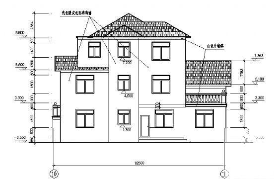 3层别墅建筑方案设计CAD施工图纸（框架结构） - 1
