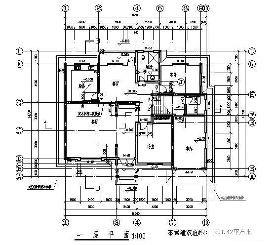 3层别墅建筑方案设计CAD施工图纸（框架结构） - 4