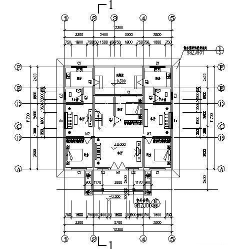 2层别墅建筑方案设计CAD图纸 - 1