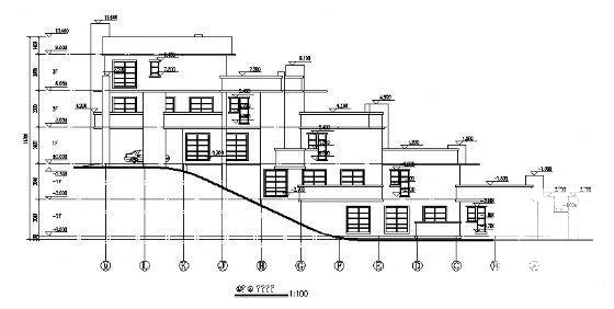 4层坡地板式现代住宅楼建筑设计方案设计CAD图纸（砌体结构） - 2