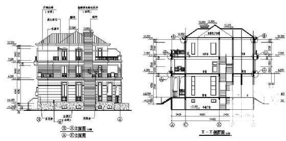 3层长江国际花园双拼别墅建筑CAD施工图纸 - 2