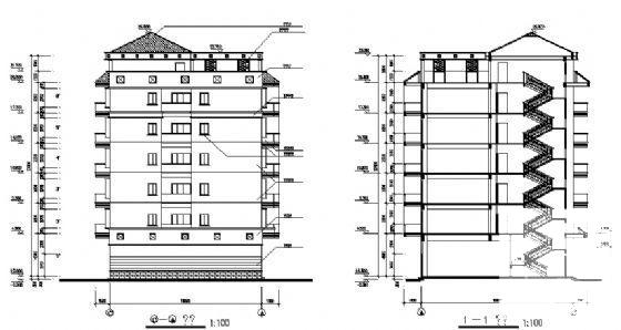 6层商住楼建筑方案设计CAD图纸 - 2