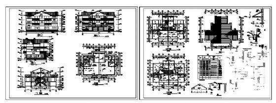 3层双拼别墅建筑CAD施工图纸 - 1