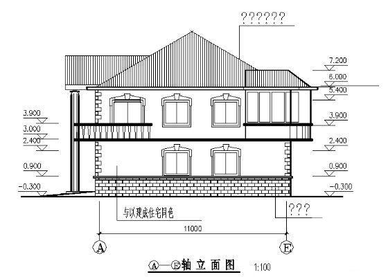 砖混结构2层别墅建筑方案设计CAD施工图纸 - 2