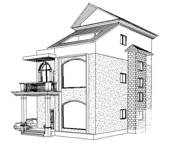 龙择居A型F栋2层小型别墅建筑CAD图纸 - 1