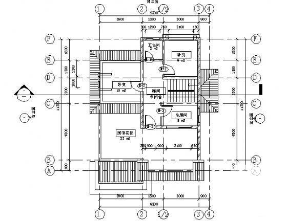 龙择居A型F栋2层小型别墅建筑CAD图纸 - 3