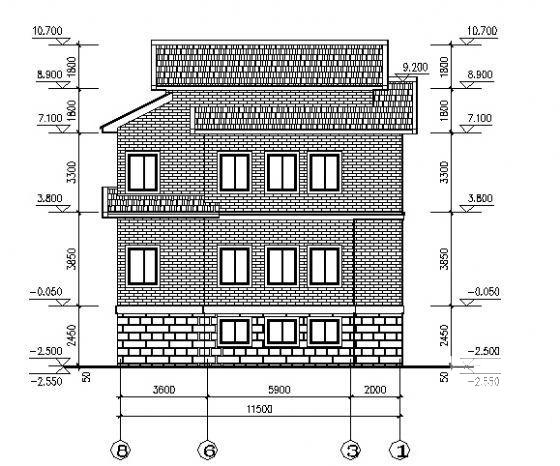 3层别墅建筑结构水电装饰建筑方案设计CAD施工图纸（砌体结构） - 2