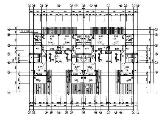 江南风格3层联体别墅建筑CAD图纸 - 1