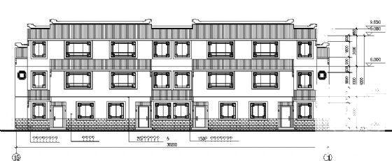 江南风格3层联体别墅建筑CAD图纸 - 2