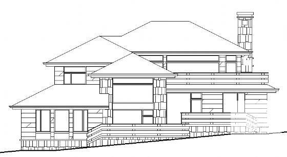 2层坡地别墅建筑设计方案设计CAD图纸 - 3