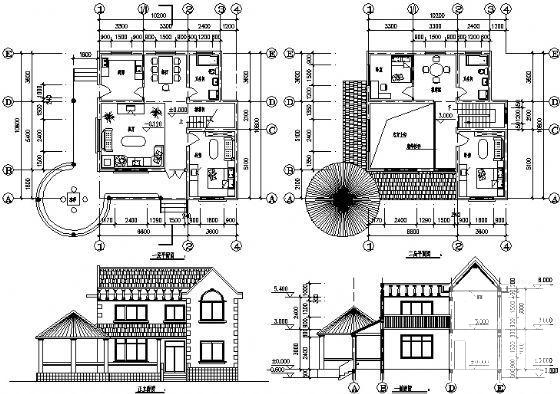标注详细2层小别墅建筑CAD图纸 - 1