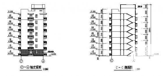 精美7层住宅楼建筑CAD图纸 - 3