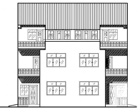 3层瓦屋顶住宅楼建筑CAD图纸 - 1