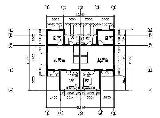 3层瓦屋顶住宅楼建筑CAD图纸 - 3