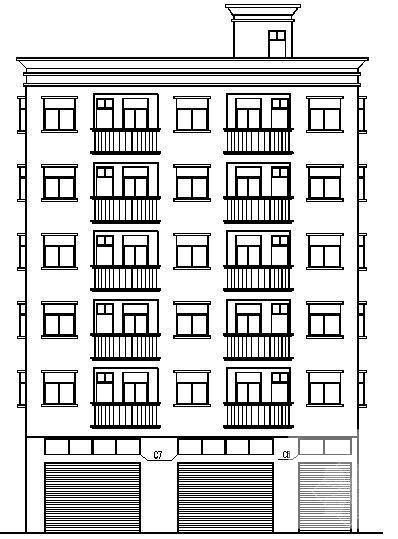 虎门镇6层出租房建筑施工CAD图纸 - 1