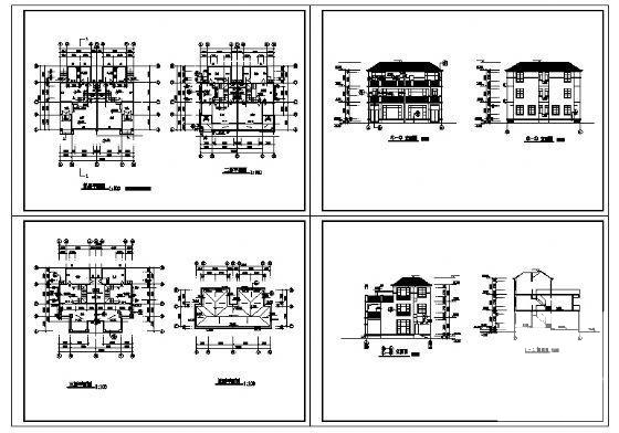 精美3层F型别墅建筑CAD图纸 - 2