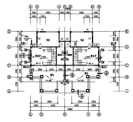 精美3层F型别墅建筑CAD图纸 - 3