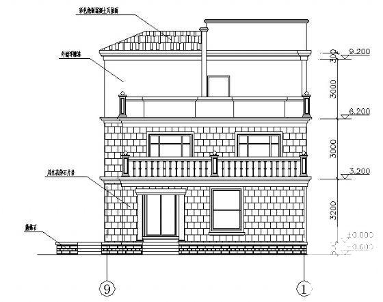 小型3层别墅建筑CAD图纸 - 1