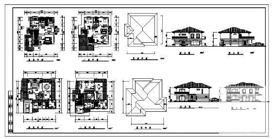 2层小型别墅建筑CAD图纸 - 1