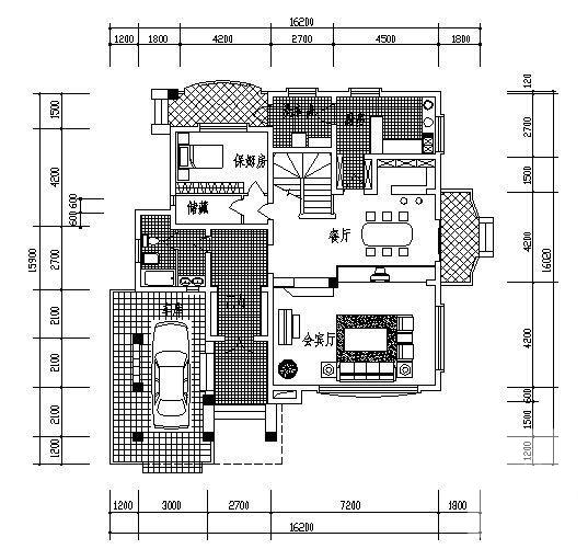 2层小型别墅建筑CAD图纸 - 2