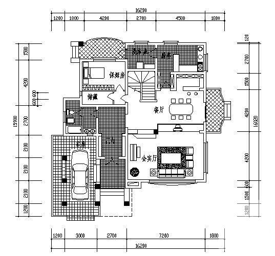 2层小型别墅建筑CAD图纸 - 2