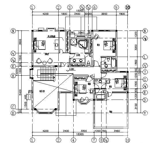 小型2层别墅建筑CAD图纸 - 2