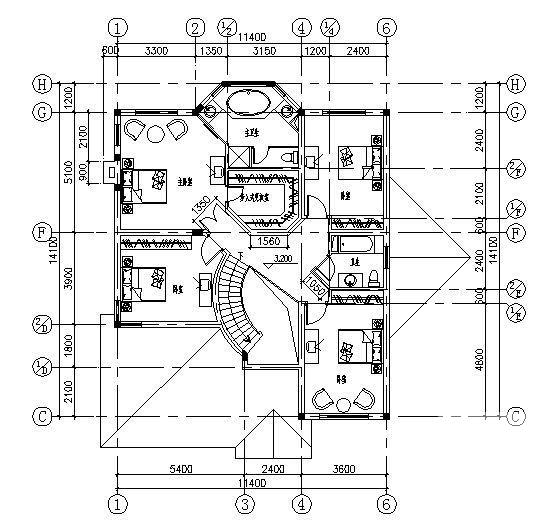 精美小型2层别墅建筑CAD图纸 - 3