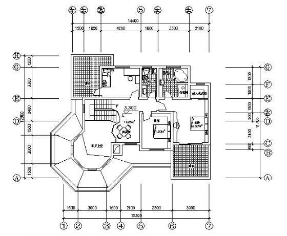 BS-13型独立别墅建筑CAD图纸 - 3