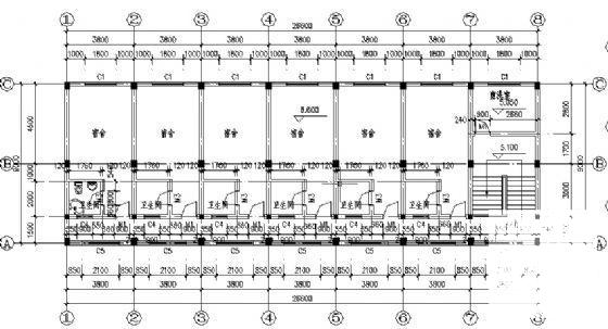3层宿舍建筑CAD施工图纸 - 3