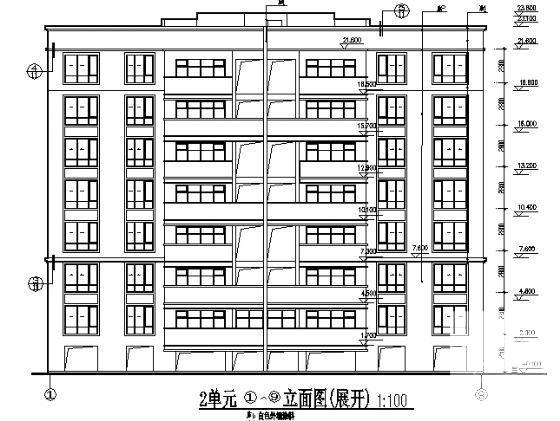 7层住宅楼建筑CAD施工图纸 - 2