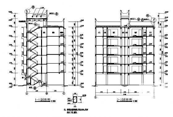 地详细的6层框架商住宅楼建筑CAD施工图纸 - 1