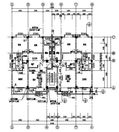 地详细的6层框架商住宅楼建筑CAD施工图纸 - 3