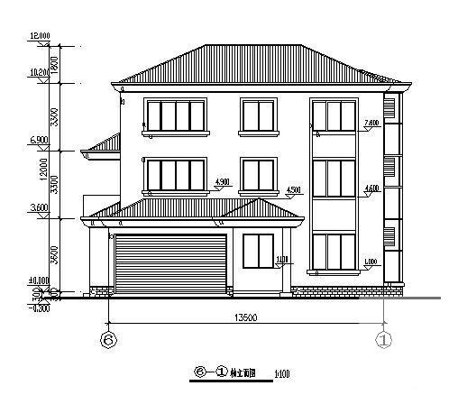 3层小型别墅建筑施工CAD图纸（总） - 1