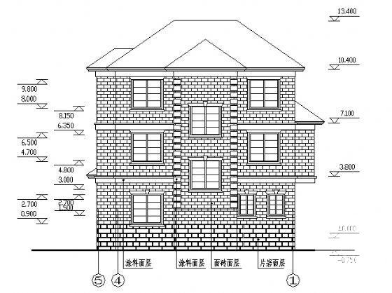3层乡村小别墅建筑方案设计CAD图纸 - 3