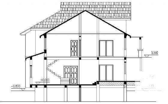 2层小型别墅建筑CAD图纸 - 3
