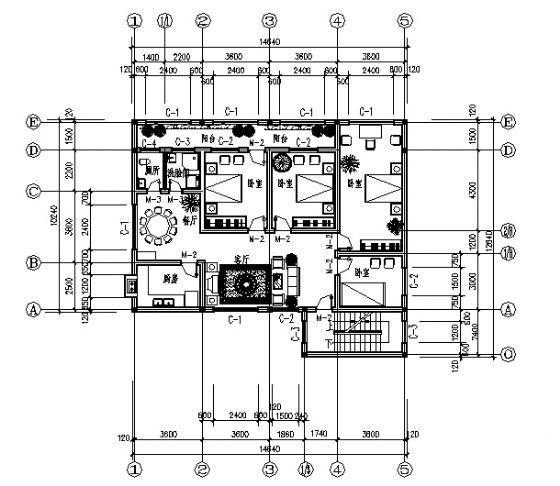 3层新农村小康住宅楼建筑CAD施工图纸 - 4