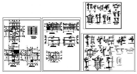 欧陆风格2层小型别墅建筑施工CAD图纸 - 3