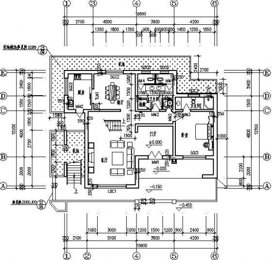 大型3层别墅建筑CAD施工图纸 - 1