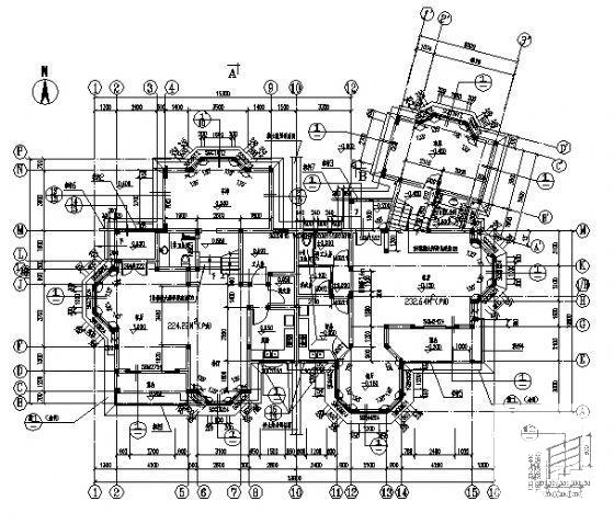 详细的2层别墅C1户型建筑施工CAD图纸 - 1