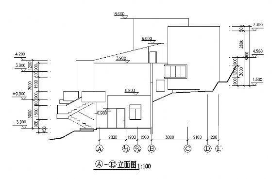 姆岭别墅园B型3层别墅建筑施工CAD图纸 - 2